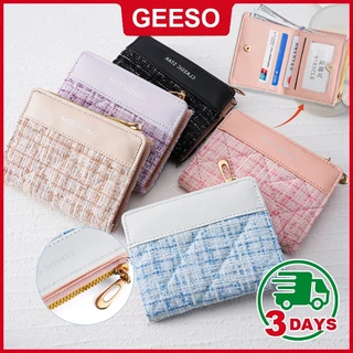 GEESO กระเป๋าสตางค์ พกพาสะดวก ขนาดเล็กแบบพกพา พร้อมช่องใส่บัตร แฟชั่นสําหรับสตรี สีสดใส Portable Pocket Wallet 零钱包