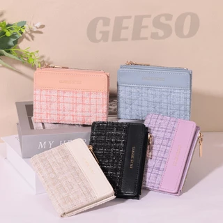 GEESO กระเป๋าสตางค์ พกพาสะดวก ขนาดเล็กแบบพกพา พร้อมช่องใส่บัตร แฟชั่นสําหรับสตรี สีสดใส Portable Pocket Wallet 零钱包
