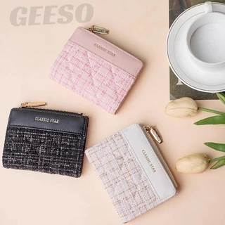 GEESO กระเป๋าสตางค์ พกพาสะดวก ขนาดเล็กแบบพกพา พร้อมช่องใส่บัตร แฟชั่นสําหรับสตรี สีสดใส Portable Pocket Wallet 零钱包