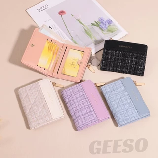 GEESO กระเป๋าสตางค์ พกพาสะดวก ขนาดเล็กแบบพกพา พร้อมช่องใส่บัตร แฟชั่นสําหรับสตรี สีสดใส Portable Pocket Wallet 零钱包