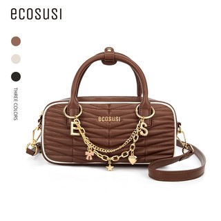 ECOSUSI Stylish Crossbody Shoulder Bag Leather Boston Bag Vintage Tote Handbag Casual Evening Date