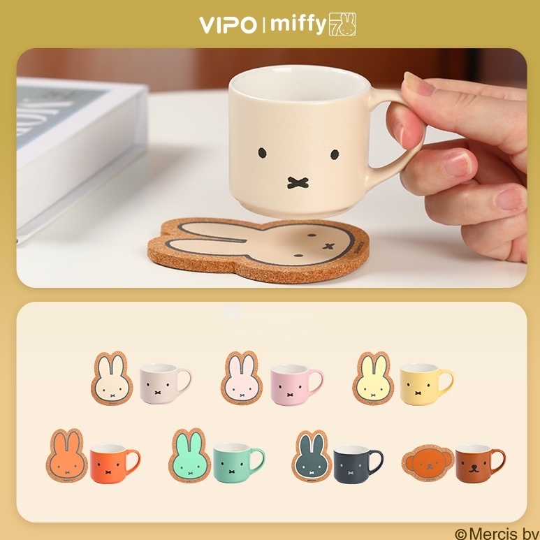 [ของแท้] Miffy 70th Anniversary Mini Mug Series Blind Box Anime Miffy Rabbit Tea Cup Ceramic Cup Cof