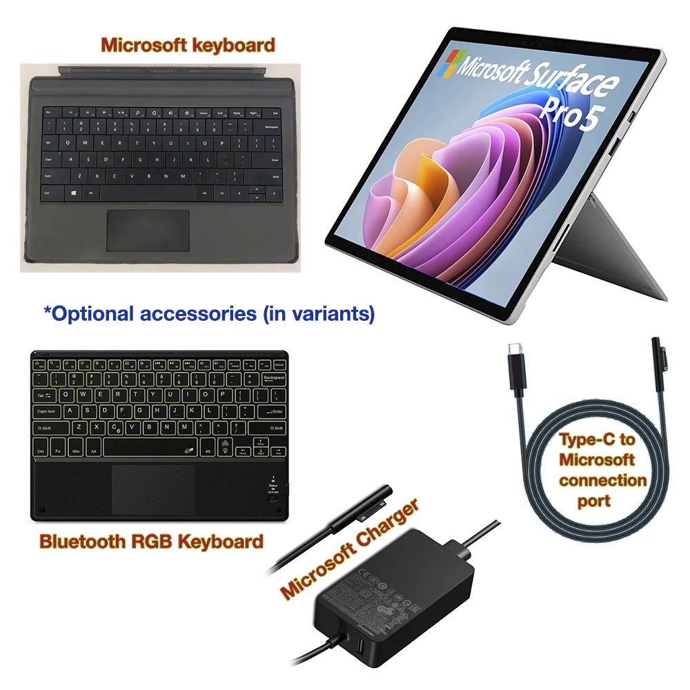 Microsoft Surface Pro 5th Gen Pro5 Intel Core i5 8GB RAM 256GB 12.3 นิ้วแท็บเล็ต 2K TouchScreen 7300U 2.6 GHz Windows 11 คอมพิวเตอร์ WiFi สําหรับธุรกิจนักเรียน PC ใช้ 85% ใหม่ thumbnail 8