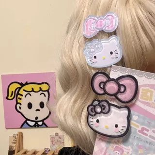แมวกิ๊บ สีดำและชมพู การ์ตูนน่ารัก เครื่องประดับสำหรับเส้นผม