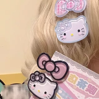 แมวกิ๊บ สีดำและชมพู การ์ตูนน่ารัก เครื่องประดับสำหรับเส้นผม