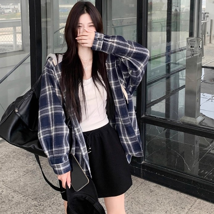 เสื้อแจ็คเก็ตพร้อมฮู้ดสไตล์สก็อตในแบบเกาหลี สำหรับสวมใส่ในวันหยุดและเหมาะสำหรับฤดูใบไม้ร่วง