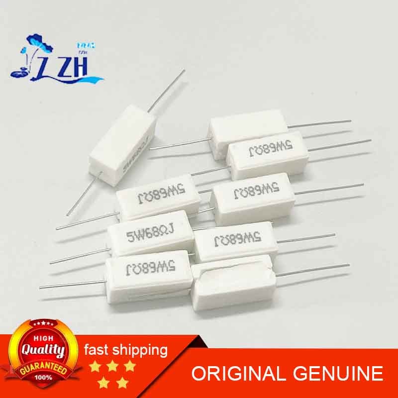 10PCS ตัวต้านทานซีเมนต์ 5W แนวนอน 0.1 R/0.25/0.47/3/5R/6.8/10/47/100 ยูโร/1K/10K47K