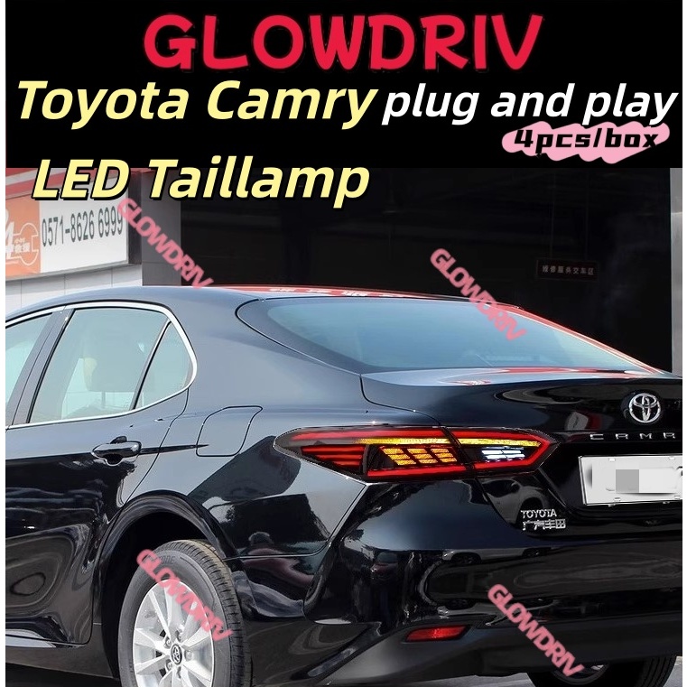 Toyota camry XV70 2018-2023 LED ไฟท้ายด้านหลังอัพเกรด clear + white Feather design สัญญาณวิ่งหมอกโคมไฟ belakang
