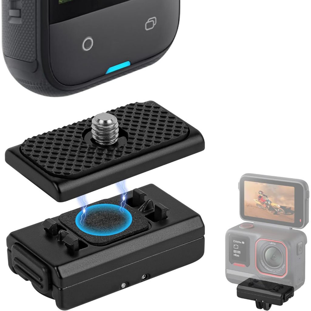 Magnetic Quick Release Mount ใช้งานร่วมกับ Insta360 X5, X4, X3, Ace Pro 2, Ace Pro, Ace, Magnetic Mount ฐานอุปกรณ์เสริม, อะแดปเตอร์ขาตั้งกล้องโลหะสําหรับอุปกรณ์เกลียว 1/4