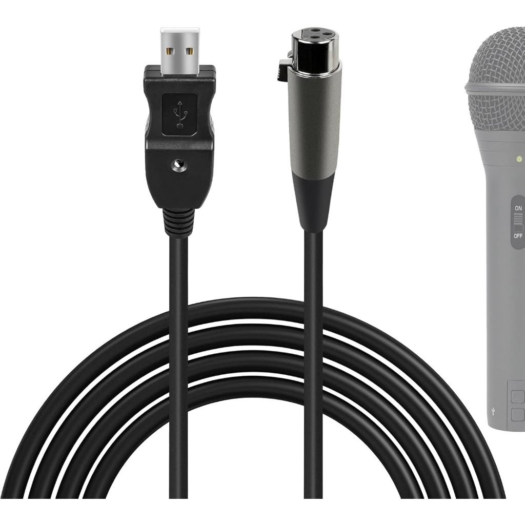ผู้สร้างสายไมโครโฟน USB to XLR หญิง 10 ฟุต / 3 M, เข้ากันได้กับ FIFINE K688, AmpliGame AM8, Shure MV