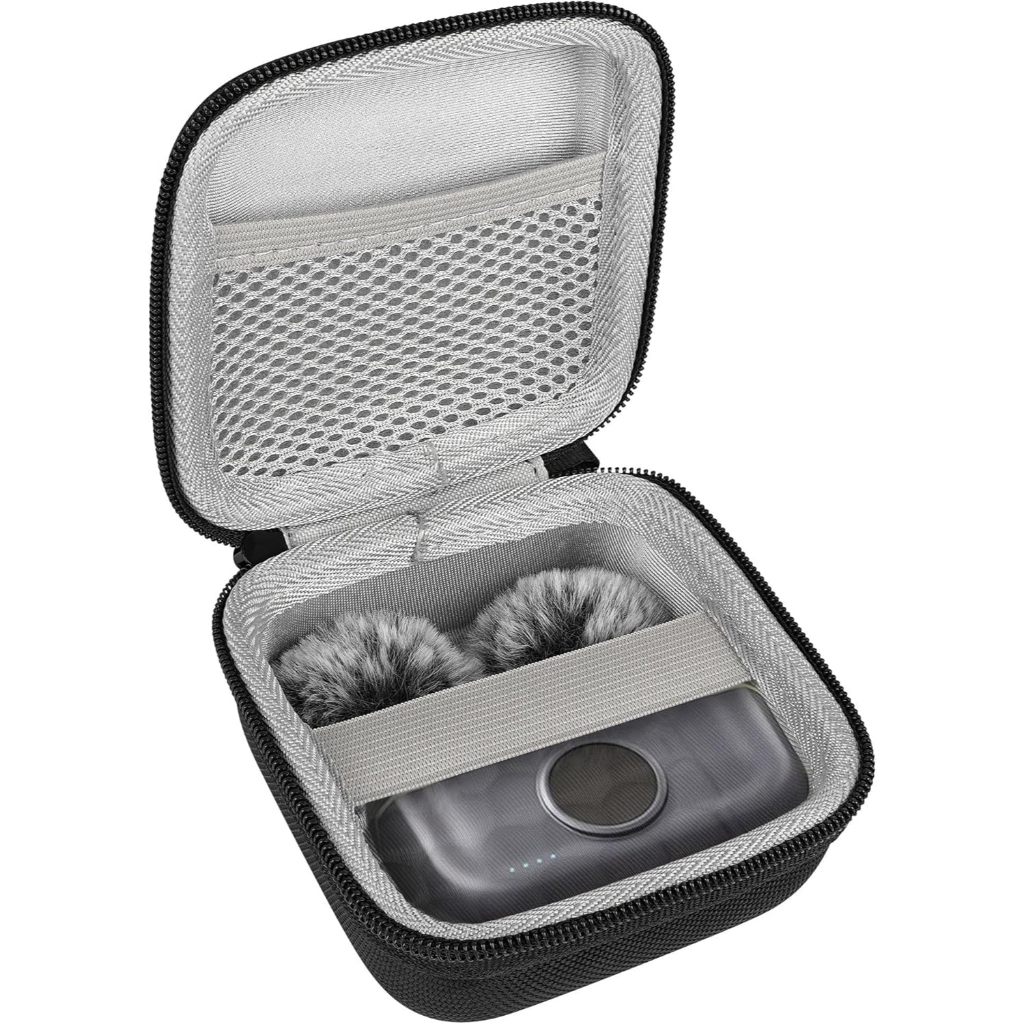 Creators Microphone Carrying Case เข้ากันได้กับ Hollyland Lark M2, Lark A1, Maono Wave T5, Boya BY-V3 แท่นชาร์จ, กระเป๋าเดินทาง Mic Hard Shell พร้อมที่เก็บสายเคเบิล (สีดํา)