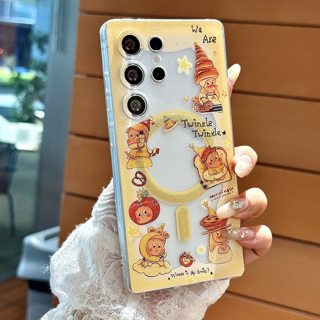 การ์ตูนน่ารัก ดวงจันทร์ สตาร์ - เด็ก Magnetic วงเล็บ เคส Samsung Galaxy S25 FE S25 Ultra S25 Plus S25 S24FE S24 Ultra S24 Plus S24 S23FE S23 Ultra S22Ultra S21FE S20FE Note20Ultra A56 A36 A55 A17 5G Case เคสโทรศัพท์ใหม่ TPU ป้องกันการตก เคสมือถือซัมซุง