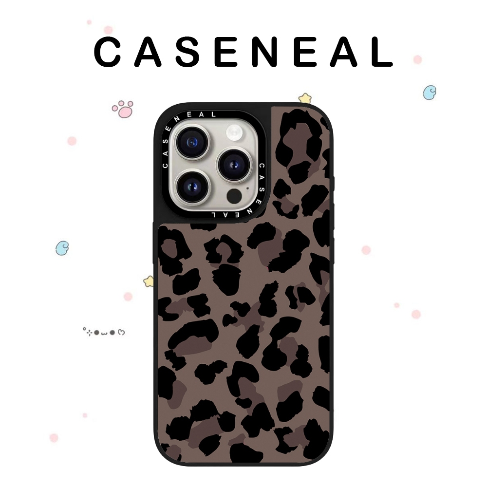 CASENEAL สีน้ําตาลเสือดาวพิมพ์คุณภาพสูงกระจกเคสโทรศัพท์เหมาะสําหรับiPhone 17ProMax 17pro 17 air 16promax 16 15promax 15 14promax 13 13Promaxแฟชั่นAnti Drop Hard Case