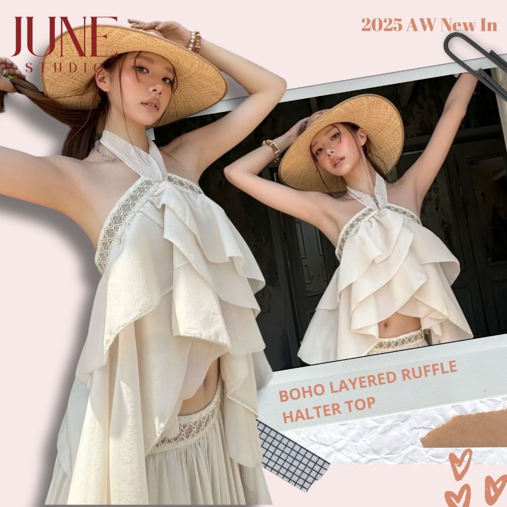 [June Studio] เสื้อคล้องคอดизайน์แฟชัน จาก June Studio ทำจากผ้าชีฟอง สไตล์เซ็กซี่และดีไซน์ปาริเซียง