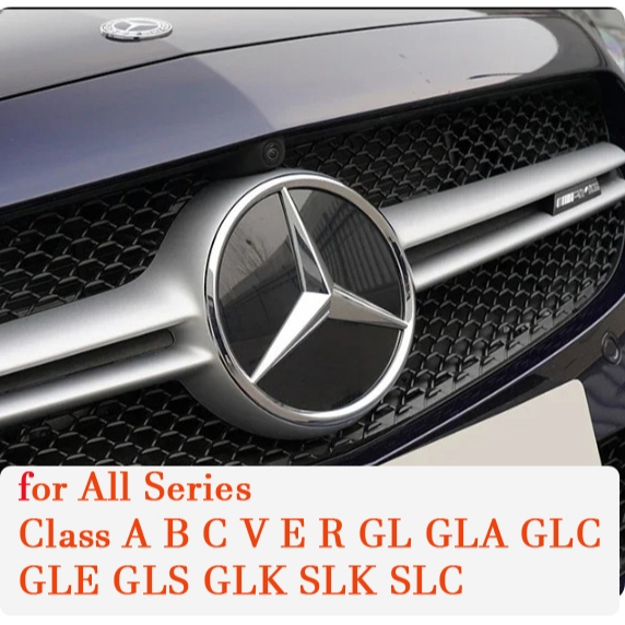 Mercedes Benz Grill Badge 3D กระจกด้านหน้าโลโก้สัญลักษณ์สําหรับ All Series Class ABCVR GL GLA GLC GLE GLS GLK SLK SLC