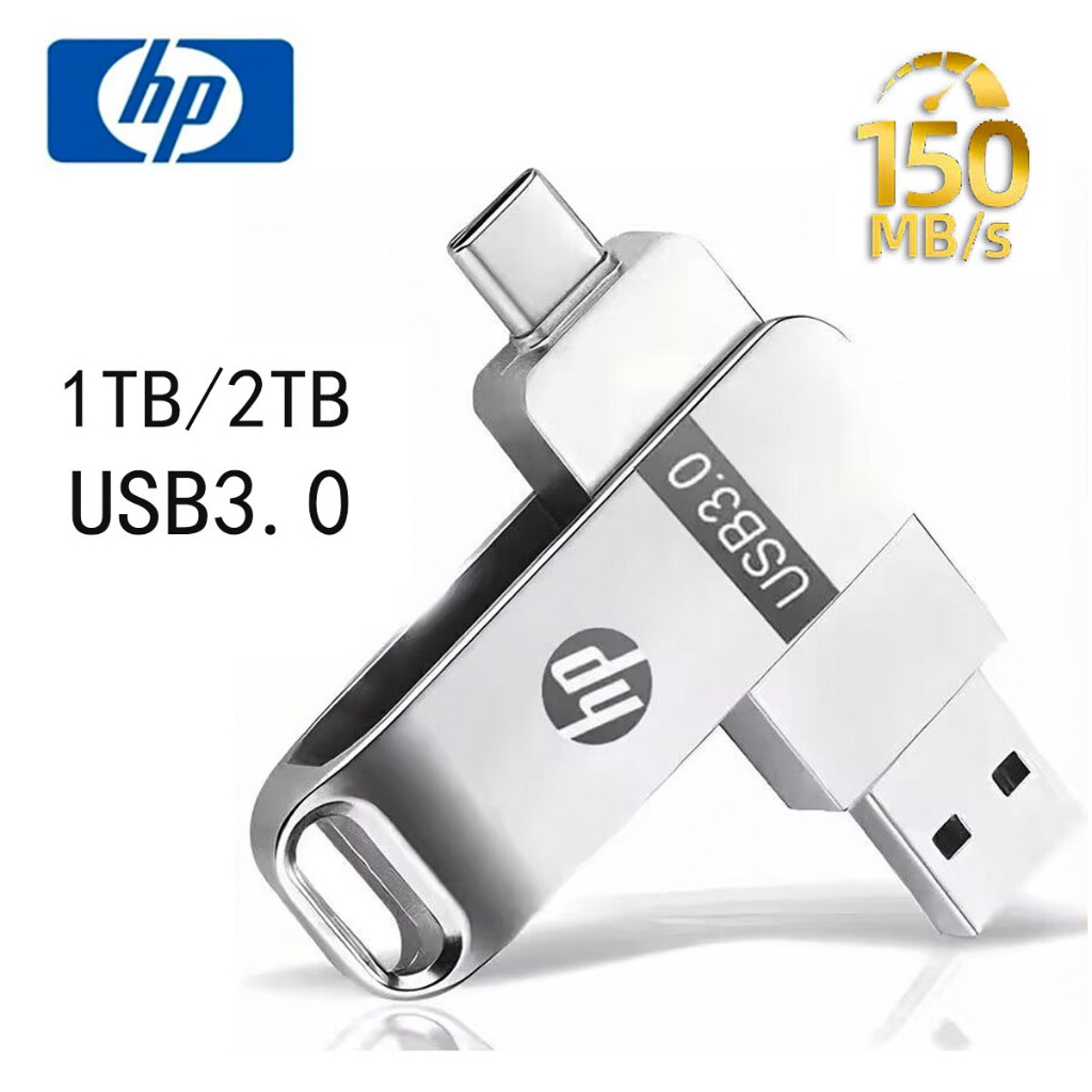 HP แฟลชไดร์ฟ type c OTG USB Flashdrive 2 in 1 Thumbdrive otg type c แฟลชไดร์ฟ 3.0 2TBโลหะหน่วยความจำ