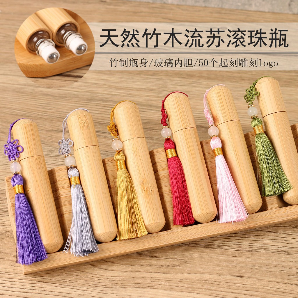 10ml พู่น้ํามันหอมระเหย Roll-On ขวดไม้ไผ่ไม้หน้าต่าง Roll-On Roll-On Sub-