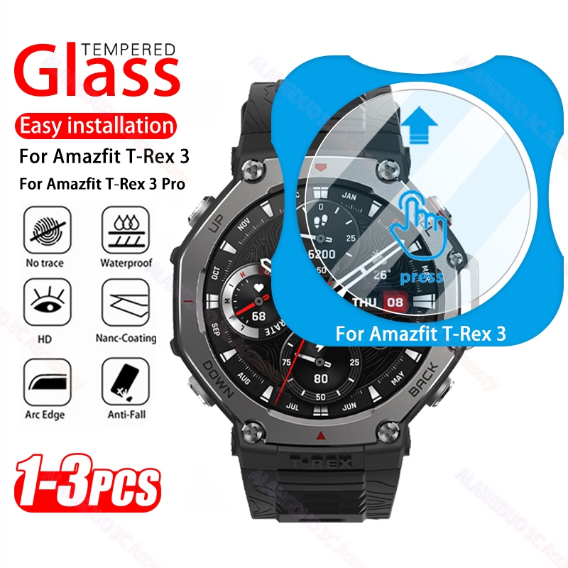 1-3PCS ติดตั้งง่ายกระจกนิรภัยสําหรับ Amazfit T-Rex 3 Pro พรีเมี่ยมป้องกันหน้าจอสําหรับ T Rex 3 Rex3 