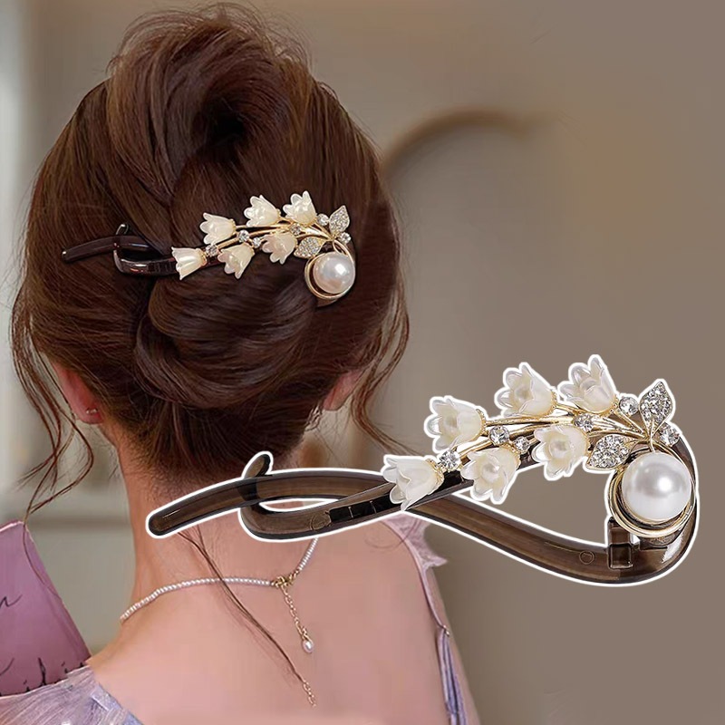 คลิปผมสไตล์จีน Lily of the Valley Twist แบบประณีตสำหรับทรงผมที่สวยงามและสง่างาม
