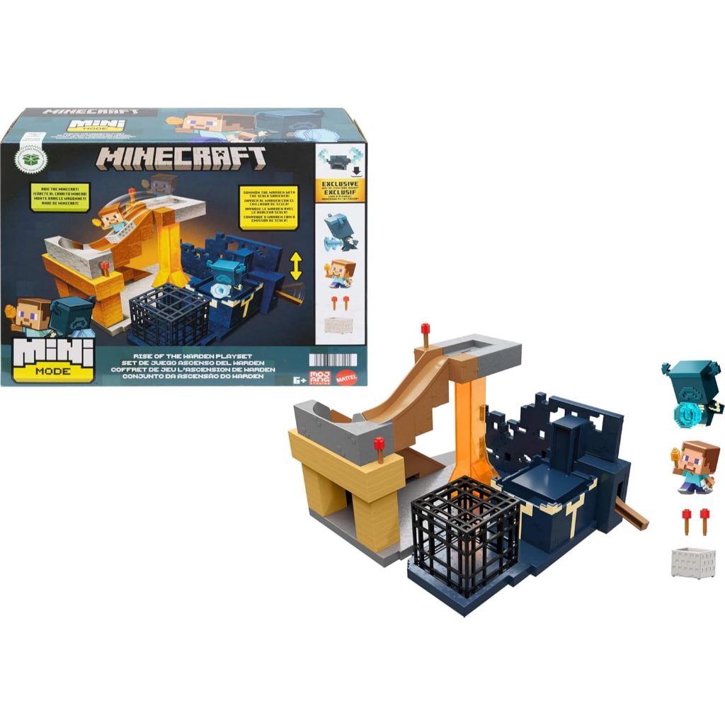 Minecraft Mini Mode Playset, Rise of the Warden Set with 2 Minis รวมฟิกเกอร์ Steve & Warden & DLC Co