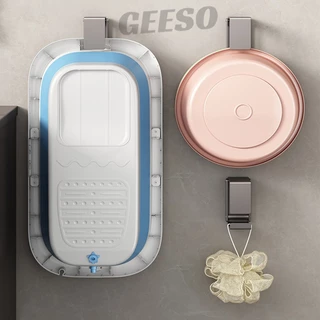 GEESO ตะขอแขวนกะละมัง สไตล์ญี่ปุ่น ติดตั้งง่าย ไม่ต้องเจาะผนัง Stainless Steel Basin Hooks Bathroom Basin Organiser No-Drill Basin Holder 脸盆收纳架