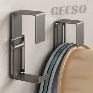 GEESO ตะขอแขวนกะละมัง สไตล์ญี่ปุ่น ติดตั้งง่าย ไม่ต้องเจาะผนัง Stainless Steel Basin Hooks Bathroom Basin Organiser No-Drill Basin Holder 脸盆收纳架