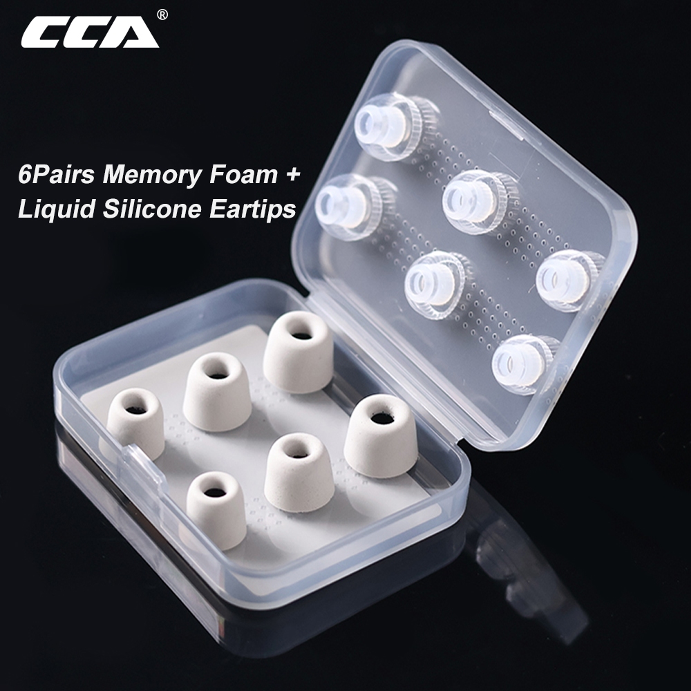 CCA CS02 6 คู่เสียงรบกวน Cancelling Memory Foam + จุกหูฟังซิลิโคนเหลวชุดนุ่มและบรรเทาเสียงรบกวน Earp