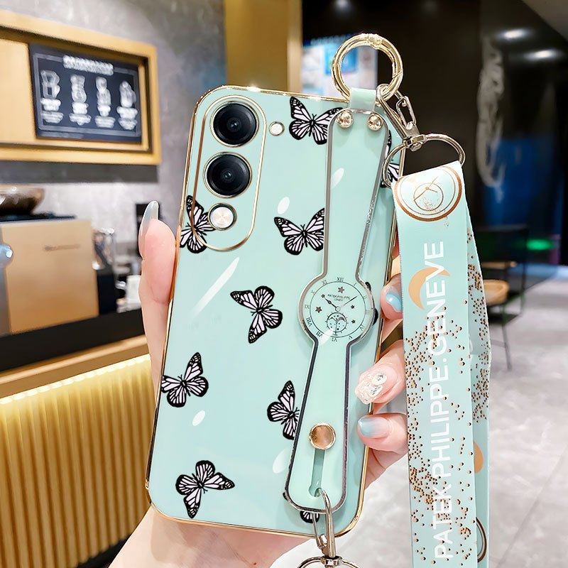 YBD ผีเสื้อที่มีสีสันเคสโทรศัพท์สําหรับ Vivo Y19S Y29 T4X Y04 4G Y29S 5G Y19E Y76 Y76S 4G สายรัดข้อม