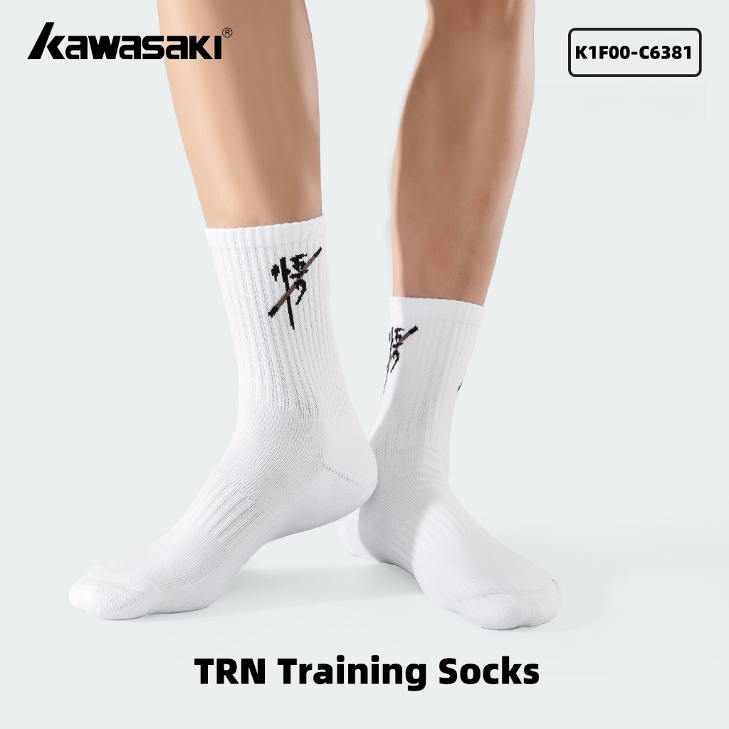 Kawasaki ถุงเท้ากีฬา ถุงเท้าฝึกซ้อม ระบายอากาศ สำหรับพิกเกิลบอล แบดมินตัน บาสเก็ตบอล วิ่ง รุ่น K1F00