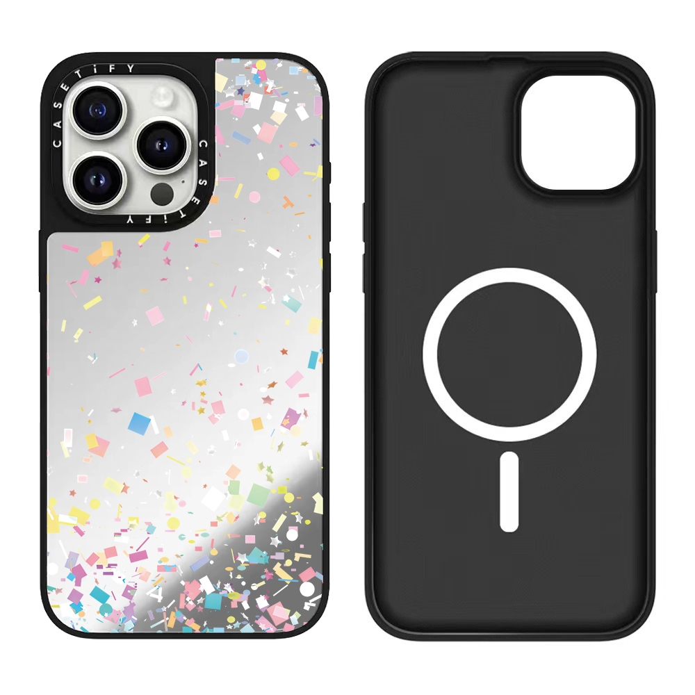 พื้นผิวกระจกกรอบสีดําแม่เหล็กสีสันกับห้าแฟนแครอทแสดงออกการ์ตูนสุนัขเหมาะสําหรับแอปเปิ้ล17/16/15/14/1