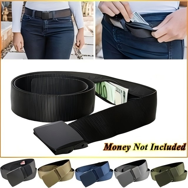 Travel Cash Anti Theft Belt กระเป๋าคาดเอวผู้หญิงแบบพกพาซ่อนสายเงินเข็มขัดกระเป๋าสตางค์เอวแพ็คผู้ชาย Secret Hiding เข็มขัด