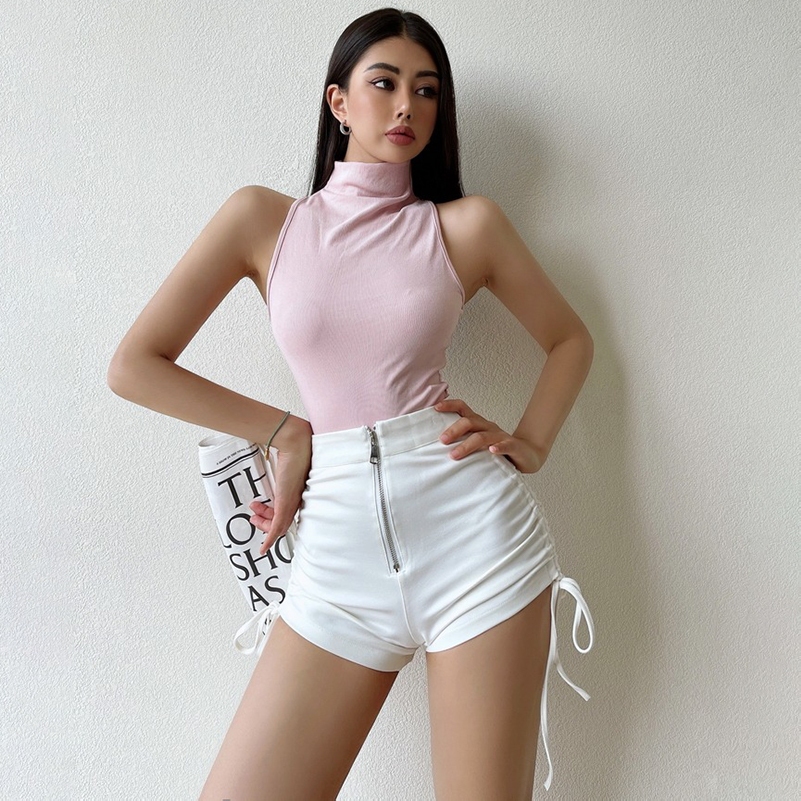 กางเกงขาสั้นเอวสูงทรงสลิมเชือกผูกข้างสำหรับผู้หญิง หน้าร้อน ใหม่ สาวเซ็กซี่ เข้ารูปทุกสัดส่วน - รูปที่ 5