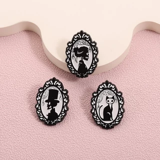Magic Academy Potter เคลือบ Pin แม่มด Magic หมวกเข็มกลัดแมว Witchcraft Spell Pins ป้ายปก Gothic อุปกรณ์เสริมของขวัญสําหรับเพื่อน
