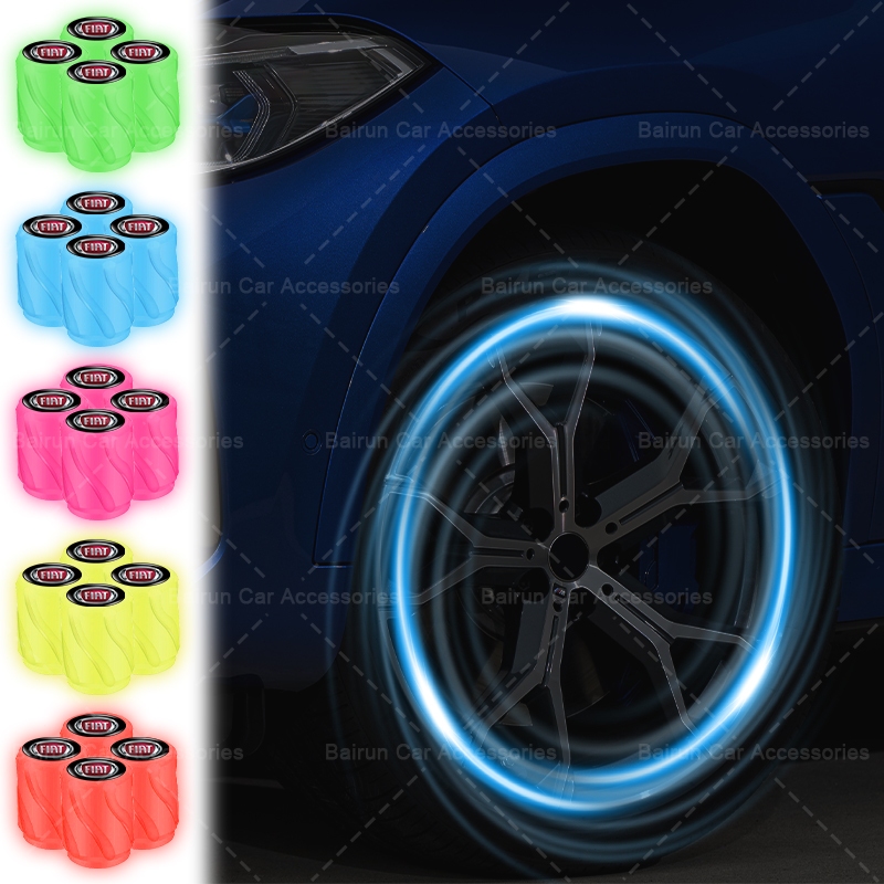 เรืองแสงเรืองแสงฝาครอบวาล์วรถยางรถ Tyre Stem สําหรับ Fiat Aegea 500c Panda Uno Palio Tipo Doblo