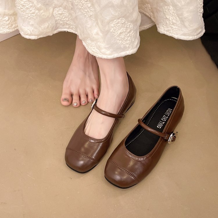💕คุณภาพสูง💕รองเท้า Mary Jane ผู้หญิง Comfort รองเท้าส้นเตี้ย ลำลอง Elegance รองเท้าส้นเตี้ย