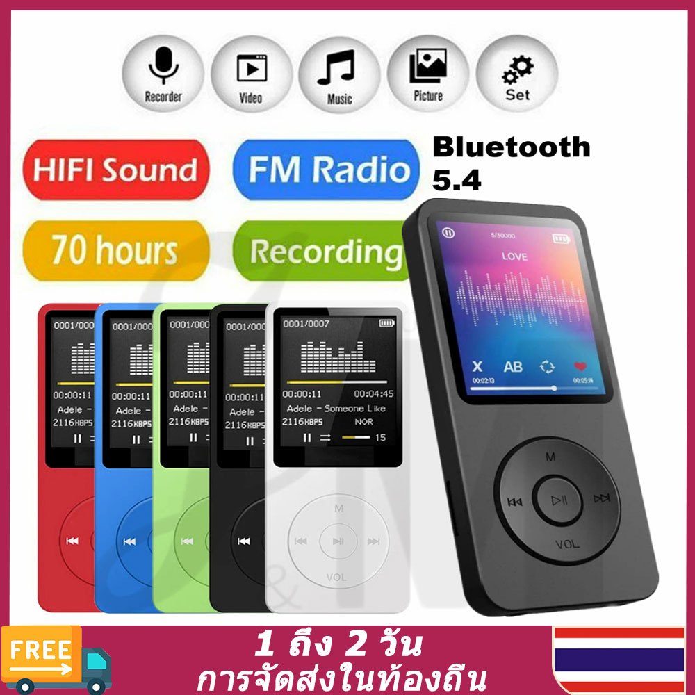 （🚚ท้องถิ่น🚚）Mini Mp3 Mp4 เครื่องเล่นบลูทูธแบบพกพา 5.4 เครื่องเล่นเพลงเครื่องเล่นเพลงสเตอริโอรองรับวิทยุ Fm E-Book การบันทึกสําหรับนักเรียน Walkman