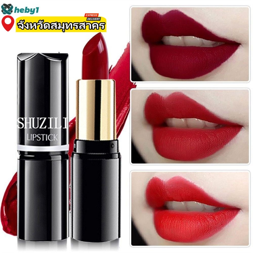 [พร้อมส่ง]Shuzili 12 สี Round Tube ลิปสติก Matte กันน้ํา Moisturizing Non-stick Cup Non-drying High Pigment Qi Field Red liptint