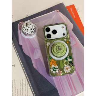 Tagi. Shining Blossom เคสโทรศัพท์แม่เหล็ก Floral Roll-Roll Magnetic Phone Bracket Stand