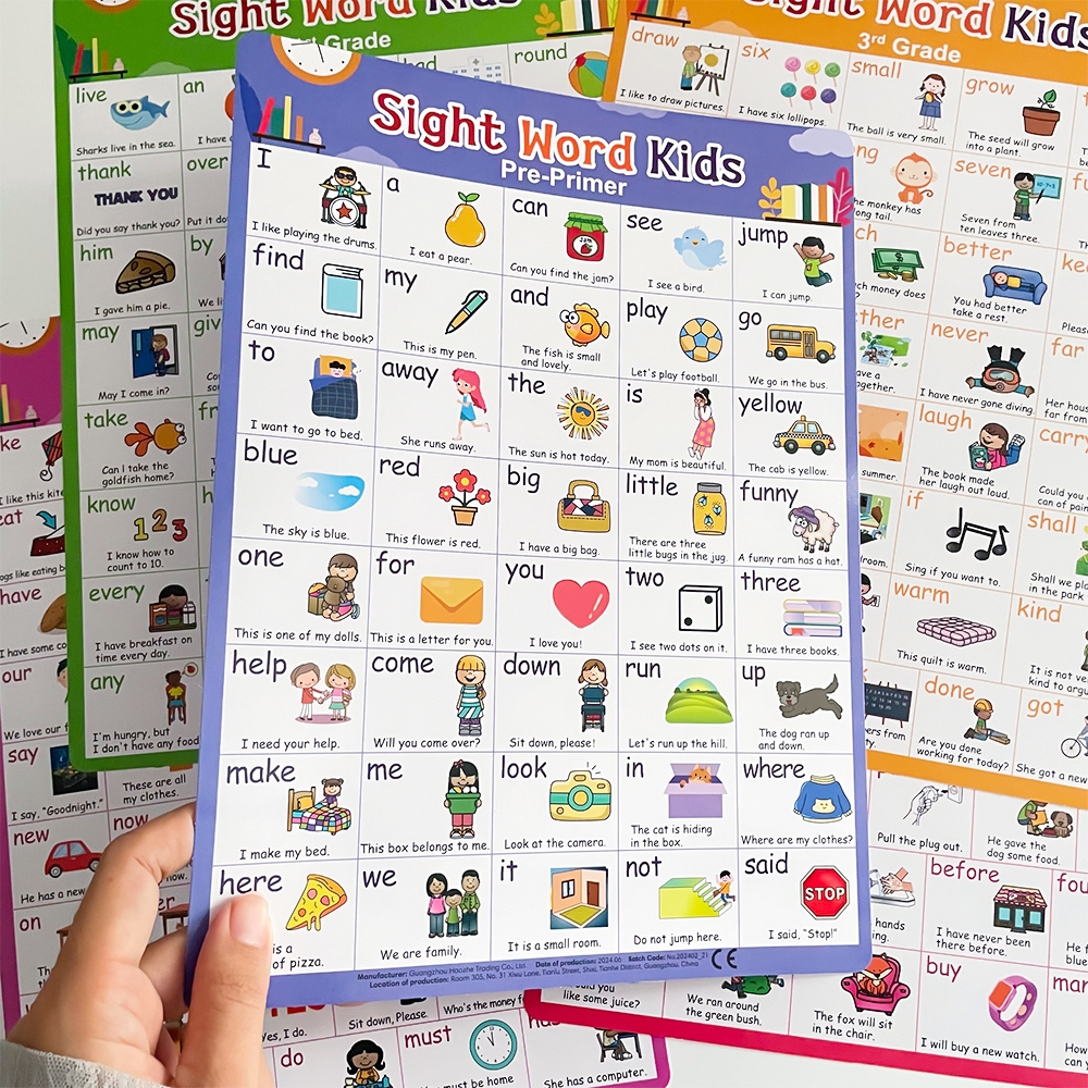 5pcs เด็กการเรียนรู้ Phonics Sight คําภาษาอังกฤษโปสเตอร์ Montessori อนุบาลการศึกษาความรู้ความเข้าใจคําศัพท์การ์ดผู้ปกครอง-เด็ก Interactive ของเล่น Homeschool ห้องเรียนตกแต่ง ราคา ถูกที่สุด ดีลบีเคเค แกลเลอรีภาพที่ 6