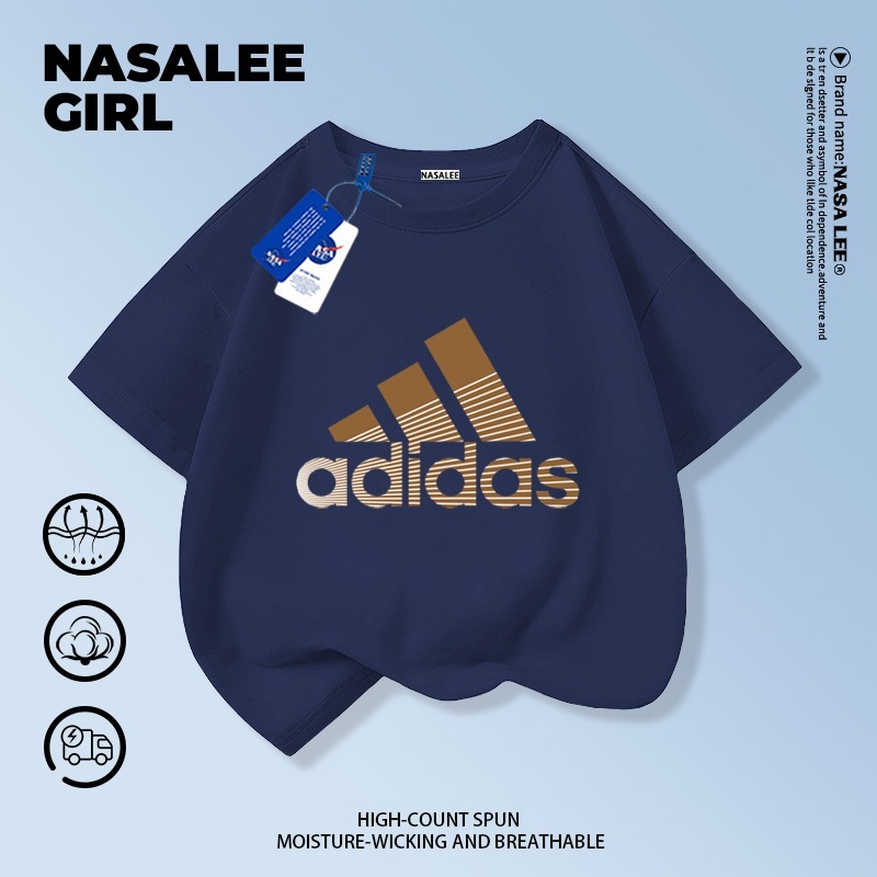 【ส่งของในวันเดียวกัน × ถึงใน 2 วัน】เสื้อยืดแขนสั้นเด็ก NASA เนื้อฝ้ายสีน้ำเงินกรมท่า ระบายอากาศดี สำหรับอายุ 3-16 ปี ใส่ได้ทั้งเด็กชาย-เด็กหญิง สไตล์เทรนด์ฮิต