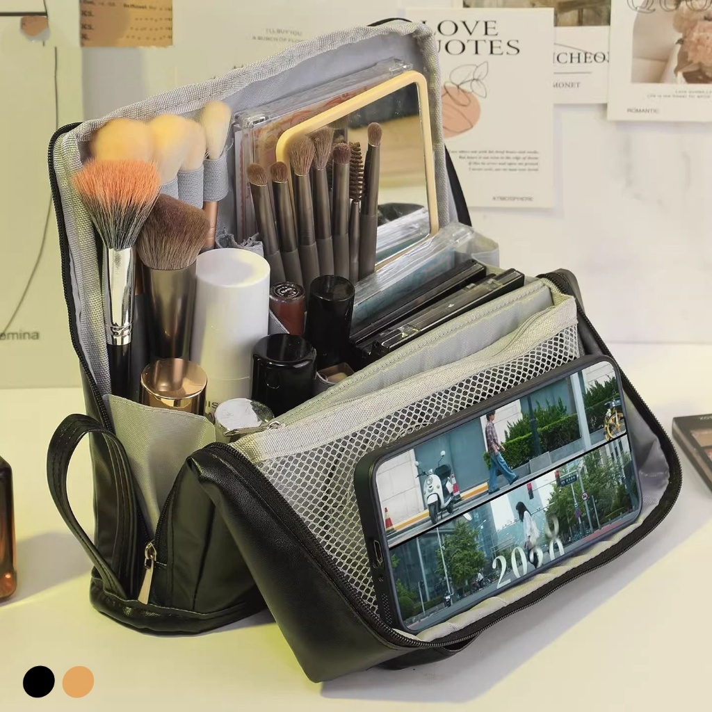 Make Up Bag กระเป๋าเครื่องสำอางผู้หญิง กันน้ำ แบ่งสัดส่วนหลายช่อง กระเป๋าจัดระเบียบ