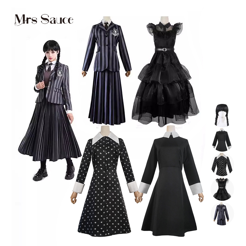 Adams Family Woman Same Style School Uniform Suit Role-Playing Costume