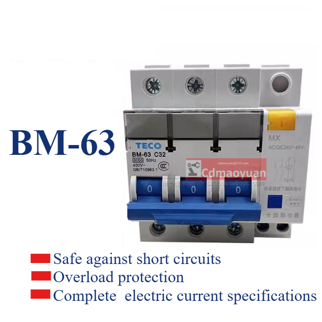 Bm-63 3P TECO เบรกเกอร์อุณหภูมิพิเศษป้องกันอุณหภูมิพิเศษ/MX อุปกรณ์ปล่อยสร้างแรงบันดาลใจ 6-C6