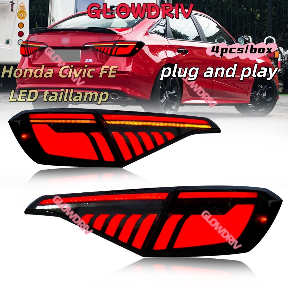 LED Taillamp fit สําหรับ Honda 11th civic fe 2022-2025 ด้านหลังชุดอัพเกรด singal วิ่งไฟเลี้ยวหมอกโคมไฟ belakang