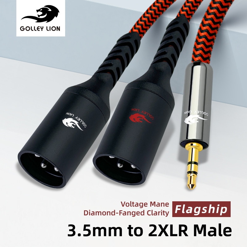 GOLLEY LION 3.5 มม. ถึง 2XLR สายฝ่าวงล้อมสเตอริโอชาย, สายไมโครโฟนแพทช์แยก XLR Y คู่