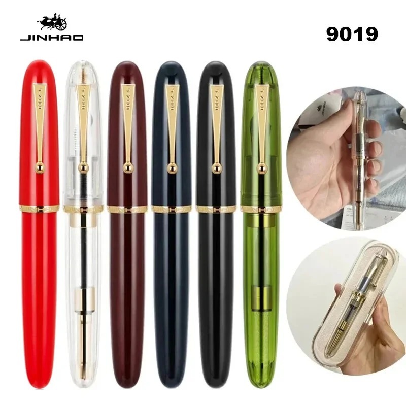 หรูหรา JinHao 9019 Dadao Fountain ปากกาอะคริลิคโปร่งใส Spin ปากกา 40 มม.Nib เครื่องเขียนสํานักงานโรง
