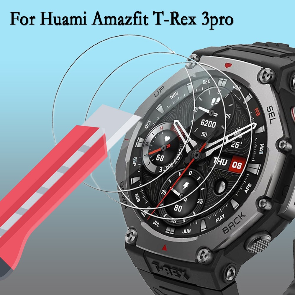 3pcs กระจกนิรภัยสําหรับ Huami Amazfit T-Rex 3pro ป้องกันหน้าจอฟิล์มระเบิดนาฬิกาอุปกรณ์เสริมสําหรับ A