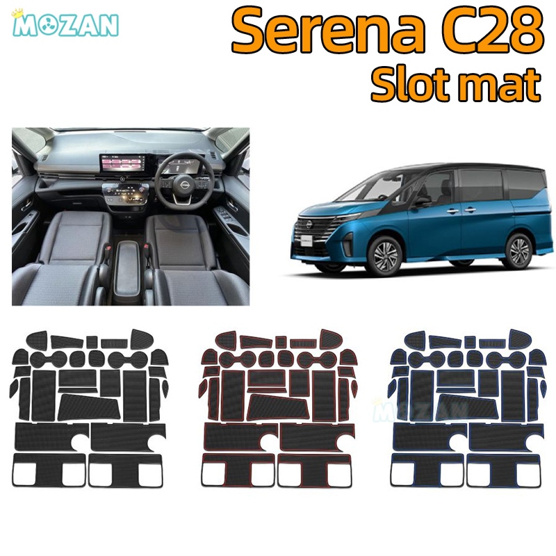 Slot mat Nissan Serena C28 e-Power (2024-2028) กล่องเก็บของแผ่นป้องกันที่วางแก้วแผ่นป้องกันลื่นปะเก็