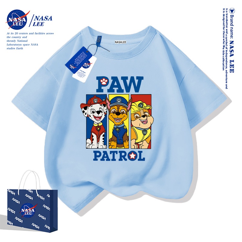 【ส่งวันนี้】เสื้อยืด NASA ผ้าฝ้าย สำหรับเด็กชาย-หญิง ลวดลายพาวเวอร์แพ็พพัพ ซับเหงื่อ สไตล์ไทย