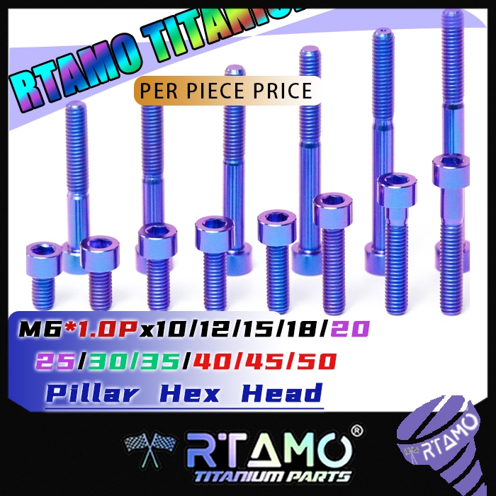 RTAMO Titanium Gr5 M6 (#10)x10-65L Pillar Hex Head Xmax Forza Switch Box เปลี่ยน คลัตช์ ปั๊มน้ำ เครื่องกำเนิดไฟฟ้า